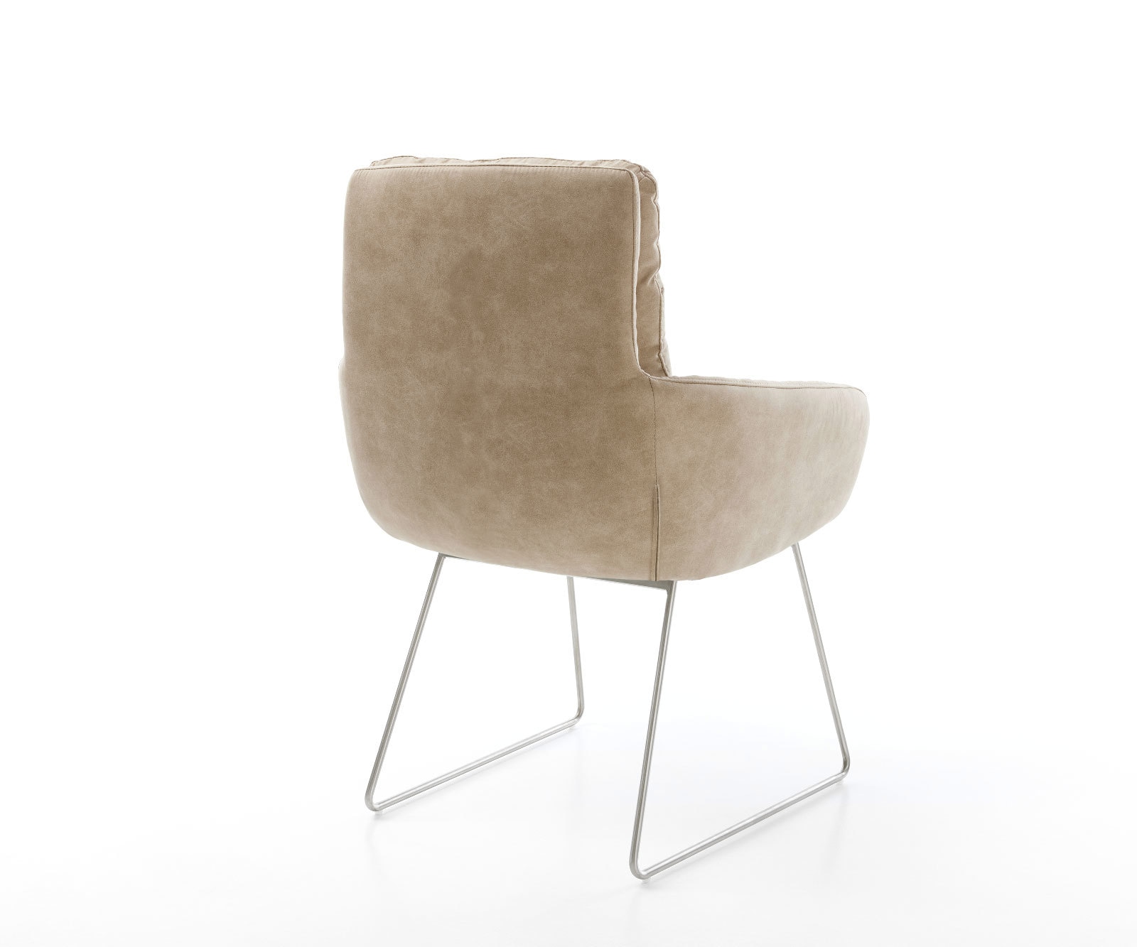 Esszimmerstuhl Abelia-Flex mit Armlehnen Mikrofaser Beige Vintage Kufengestell Edelstahl 4 Esszimmerstuhl Abelia-Flex mit Armlehnen Mikrofaser Beige Vintage Kufengestell Edelstahl 4