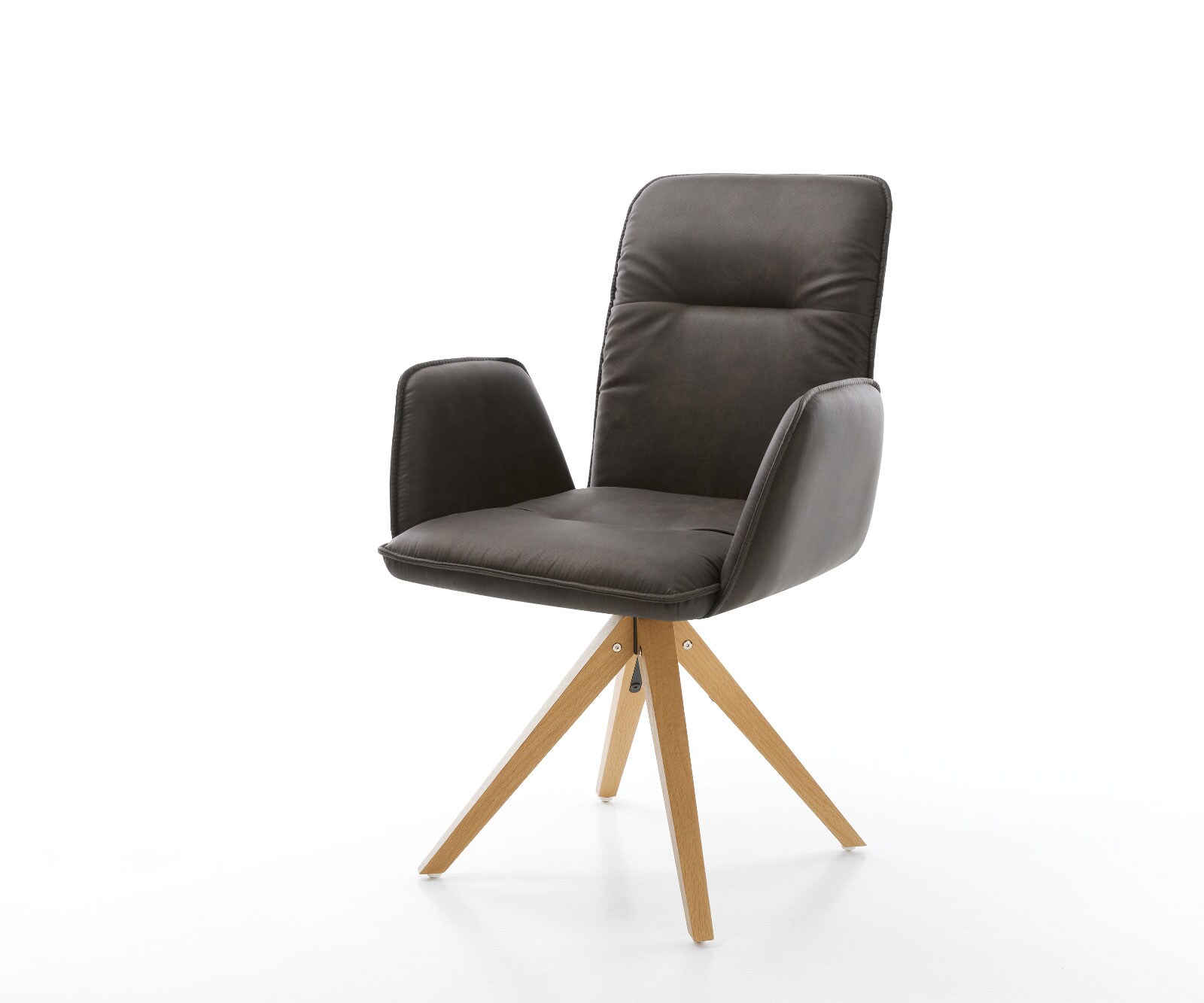 Drehstuhl Vinja-Flex Anthrazit Vintage Holzgestell kantig 180° drehbar