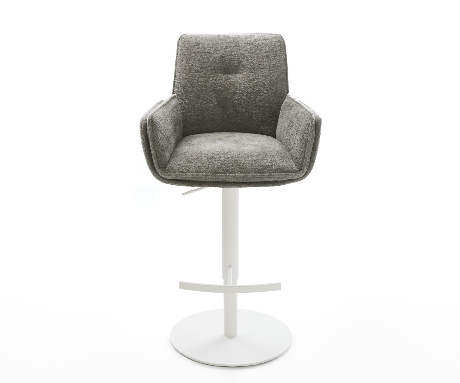 Barstuhl Nela-Flex Bouclé Soft Schlamm Drehfuß höhenverstellbar Metall Weiß 1