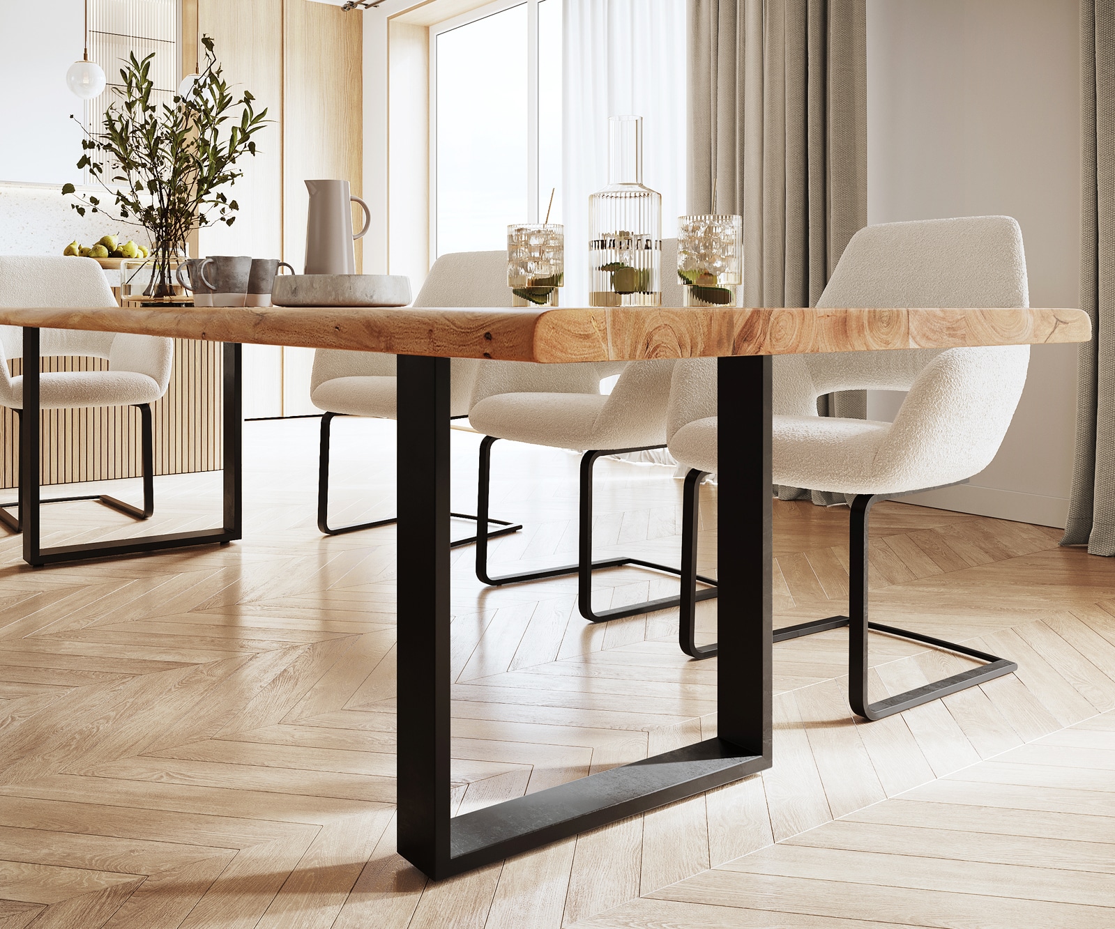 Esstisch Edge 300x100 XL Akazie Natur Metall schwarz Live-Edge 4 Esstisch Edge 300x100 XL Akazie Natur Metall schwarz Live-Edge 4