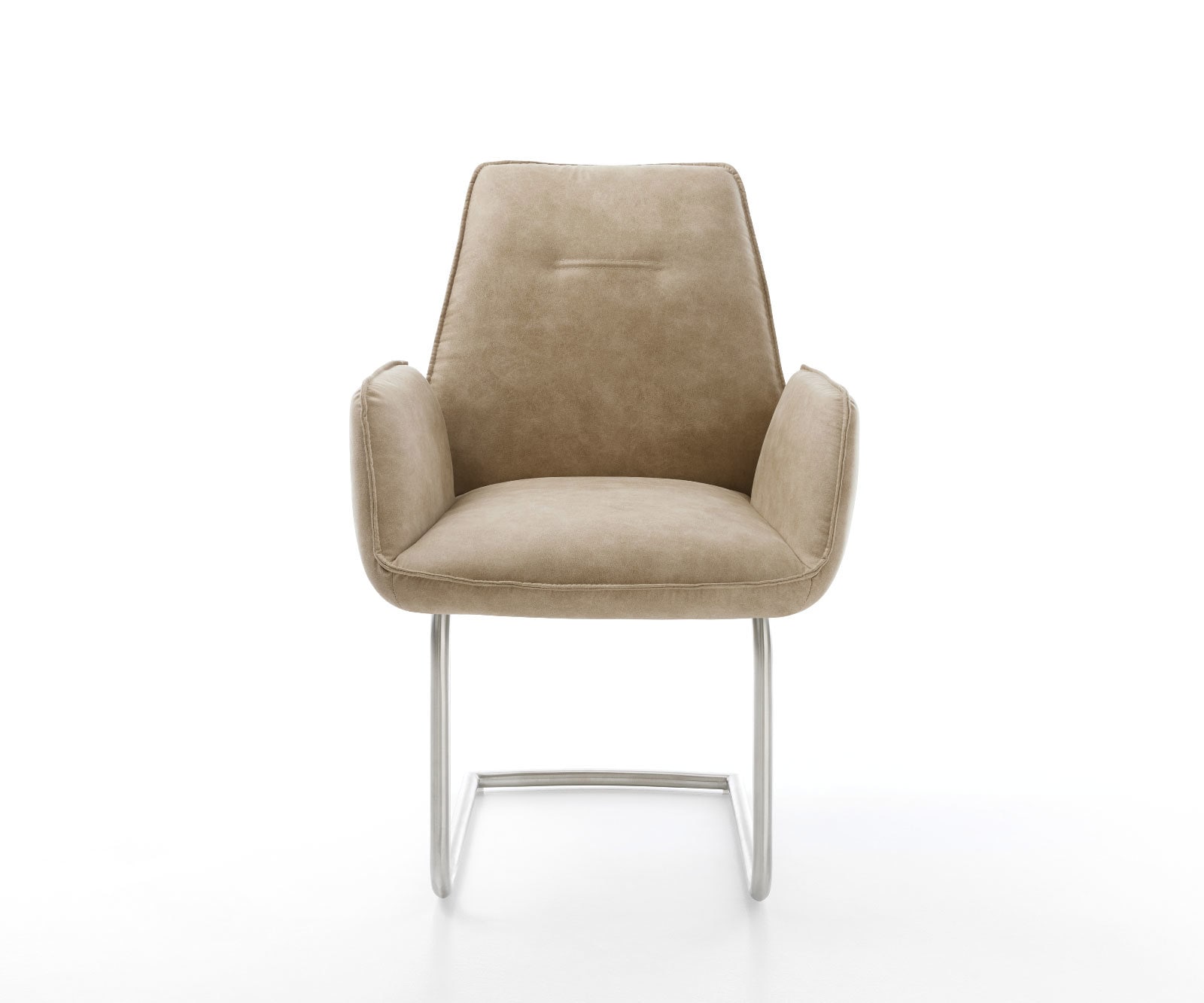 Freischwinger Zoa-Flex Mikrofaser Beige Vintage Freischwinger rund Edelstahl Taschenfederkern 2