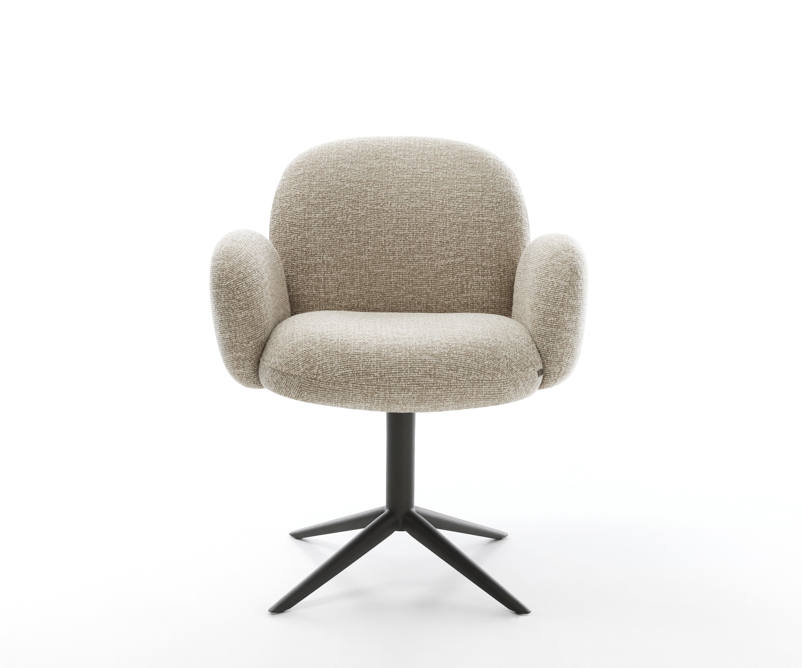 Drehstuhl Nube-Flex mit Armlehnen Webstoff Soft Beige Fußkreuz Schwarz 360° drehbar Wippfunktion Taschenfederkern 2
