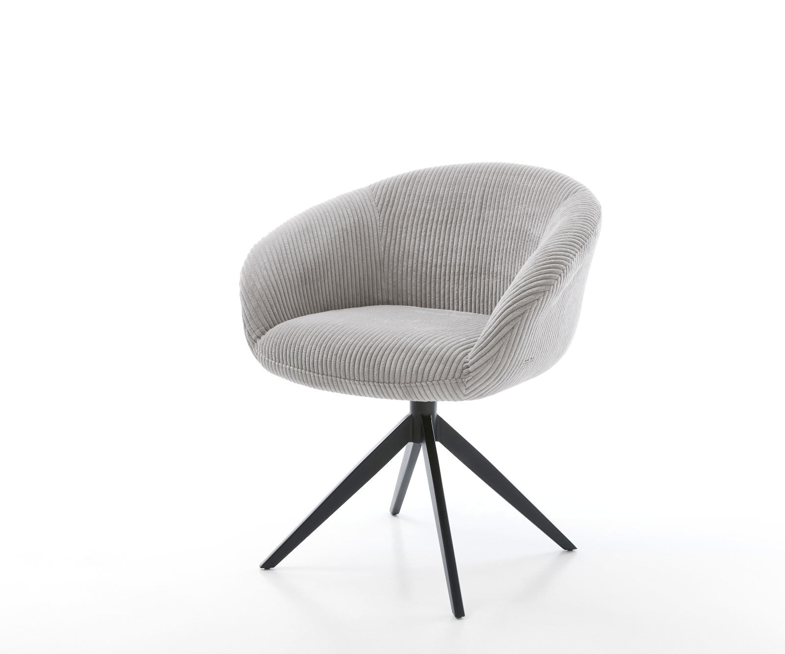 Drehstuhl Vinka-Flex mit Armlehnen Cord Silbergrau Kreuzgestell breit Schwarz 360° drehbar Wippfunktion Taschenfederkern Drehstuhl Vinka-Flex mit Armlehnen Cord Silbergrau Kreuzgestell breit Schwarz 360° drehbar Wippfunktion Taschenfederkern