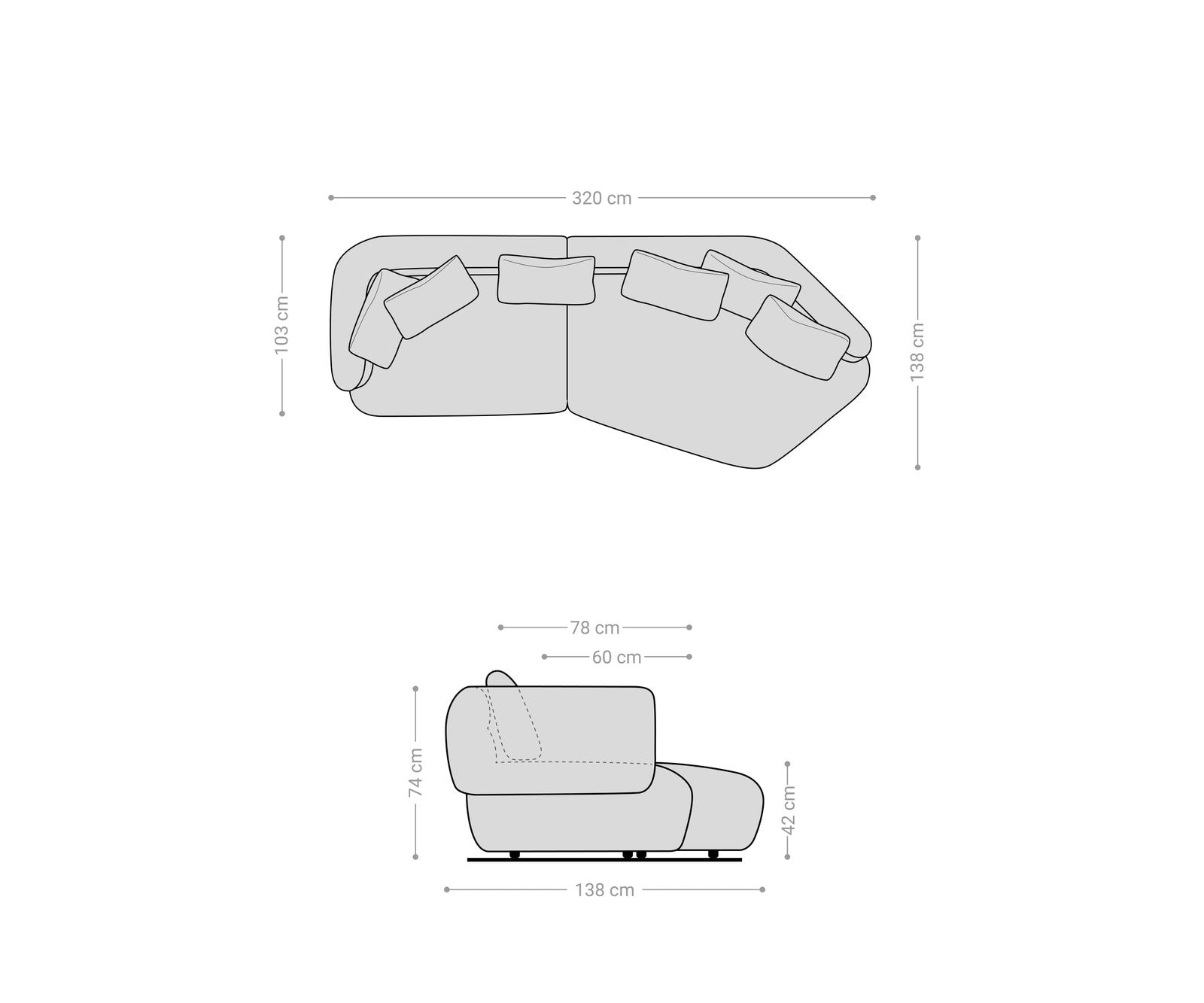 Sofa Roya 320x140 cm Bouclé Creme-Weiß 6 Sofa Roya 320x140 cm Bouclé Creme-Weiß 6