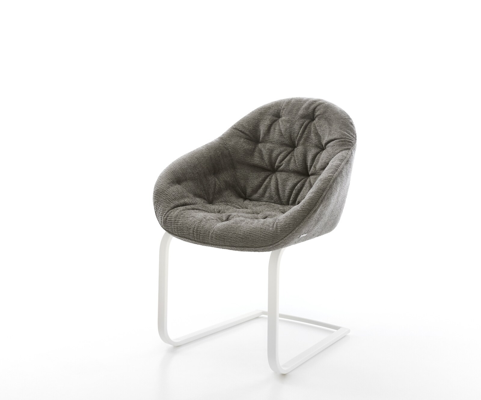 DELIFE Freischwinger Gaio-Flex Bouclé Soft Schlamm Freischwinger flach Weiß