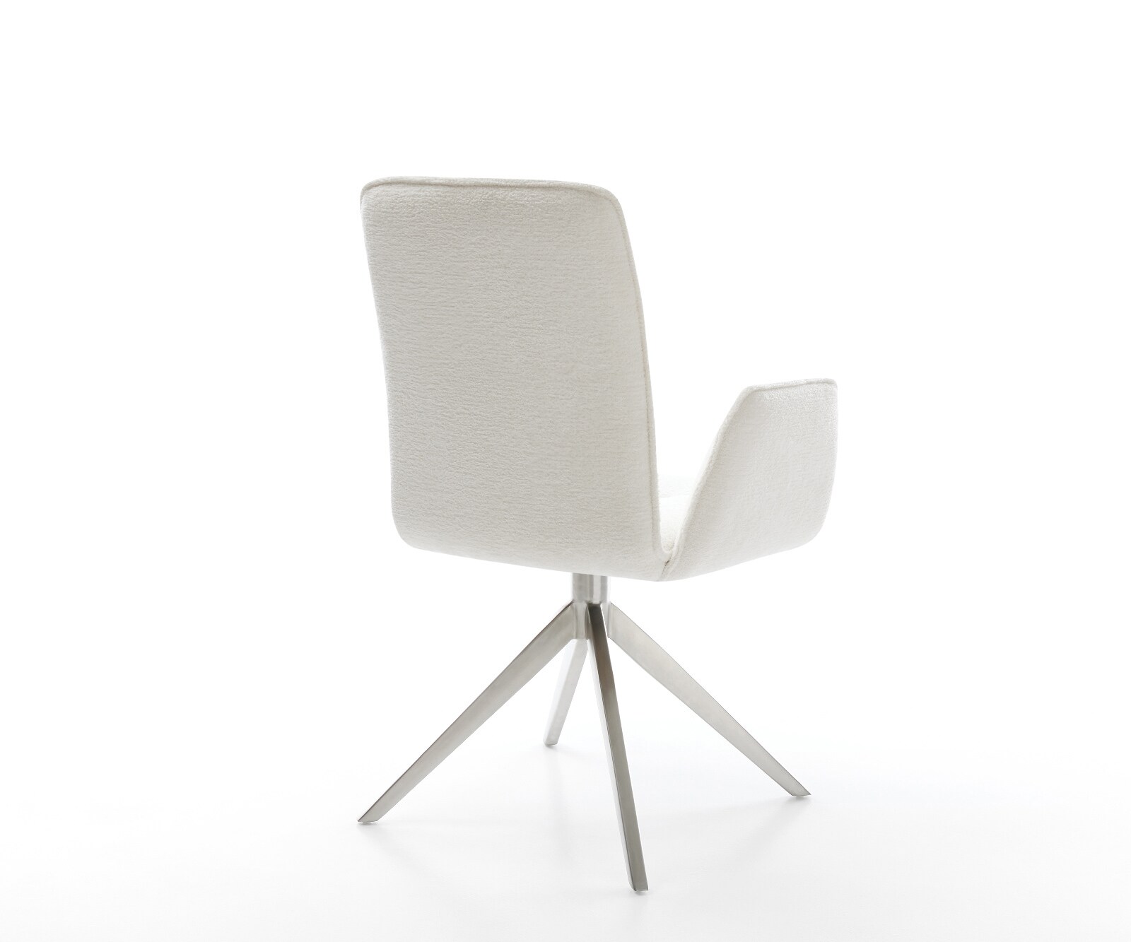 Drehstuhl Vinja-Flex Bouclé Soft Beige Kreuzgestell breit Edelstahl 360° drehbar Wippfunktion 4