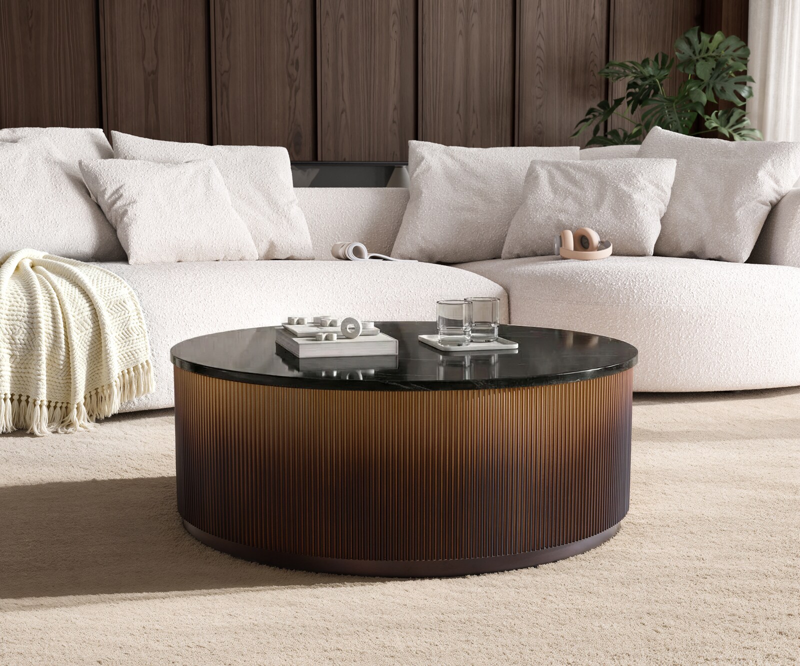 Couchtisch Fiorano 90x90 cm Marmor Schwarz Silber Metall Gold Ombre 3