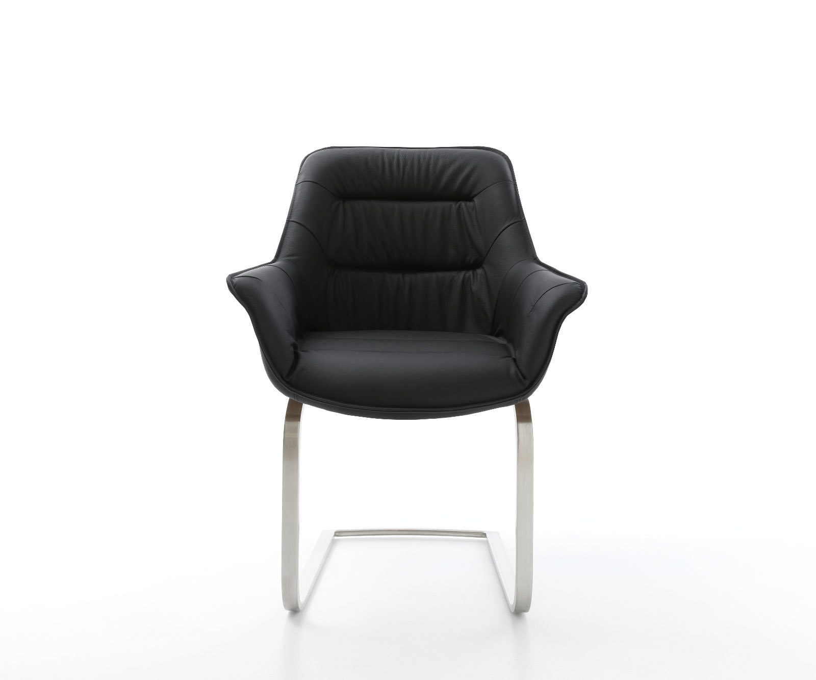 Freischwinger Kaira-Flex Echt-Leder Schwarz Freischwinger flach Edelstahl 1 Freischwinger Kaira-Flex Echt-Leder Schwarz Freischwinger flach Edelstahl 1