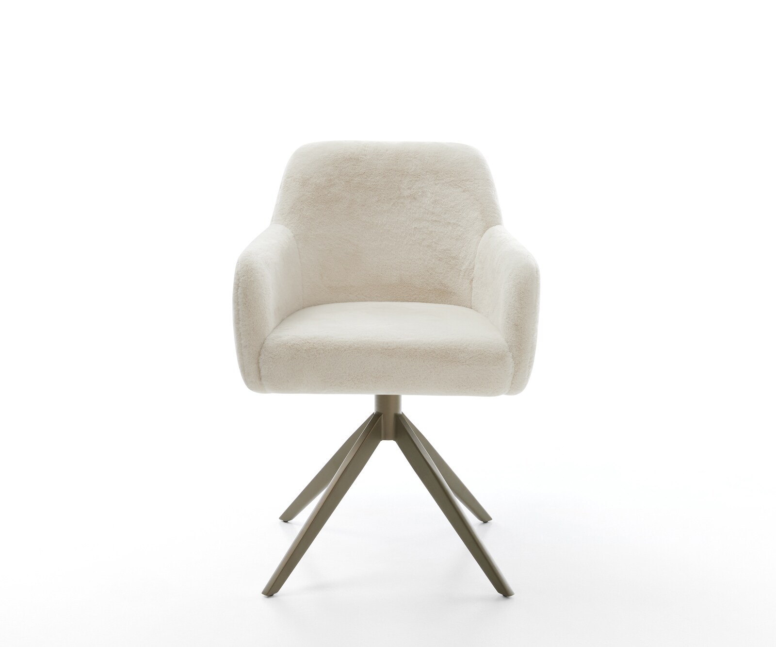 Drehstuhl Greg-Flex Plüsch Creme-Weiß Kreuzgestell breit Effektfinish Titan 360° drehbar Wippfunktion Taschenfederkern 2