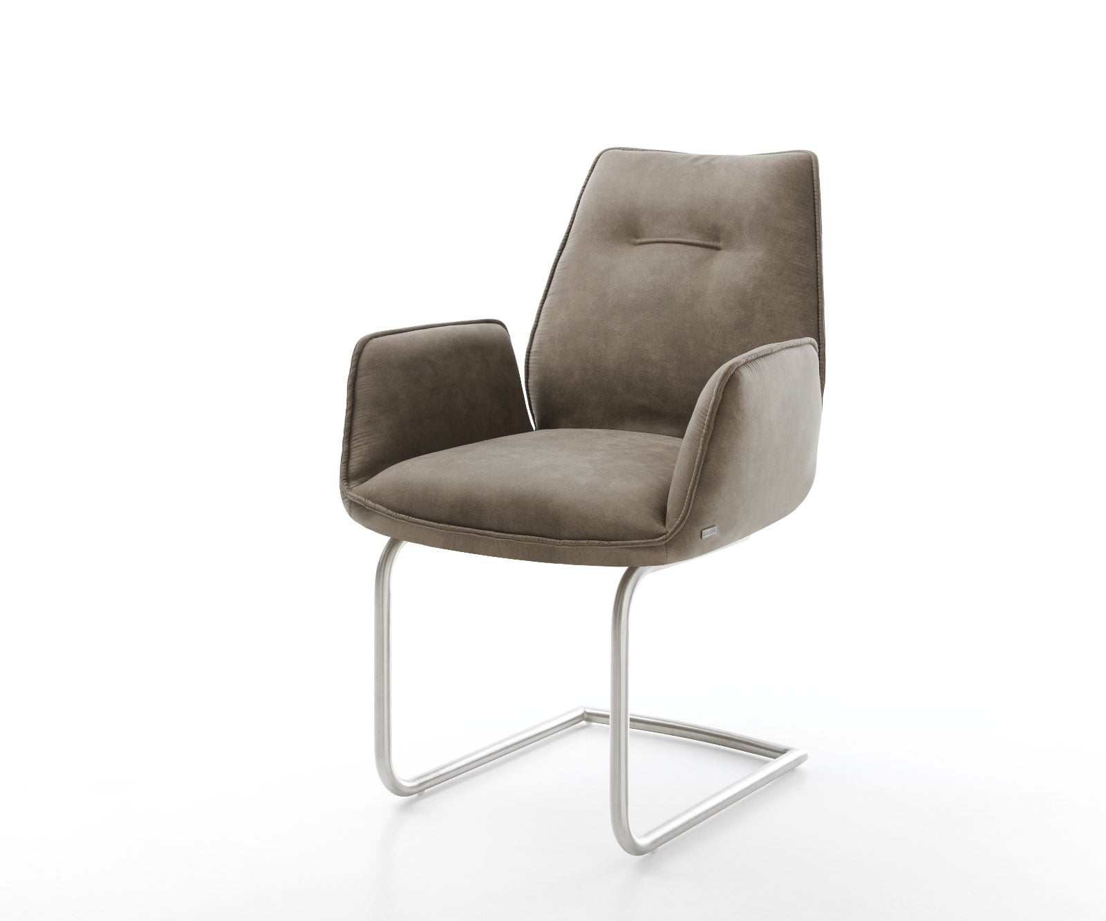 Freischwinger Zoa-Flex Mikrofaser Taupe Vintage Freischwinger rund Edelstah günstig online kaufen