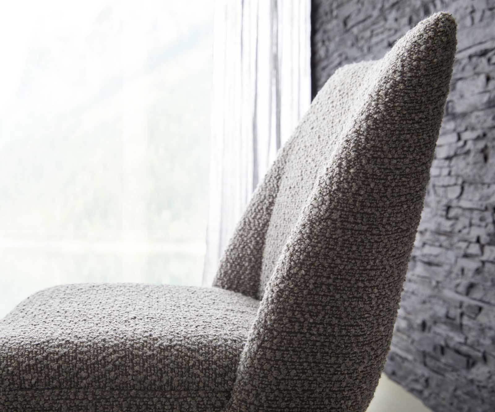 Drehstuhl Elso-Flex Bouclé Silbergrau Kreuzgestell konisch Edelstahl 180° drehbar Taschenfederkern 3 Drehstuhl Elso-Flex Bouclé Silbergrau Kreuzgestell konisch Edelstahl 180° drehbar Taschenfederkern 3