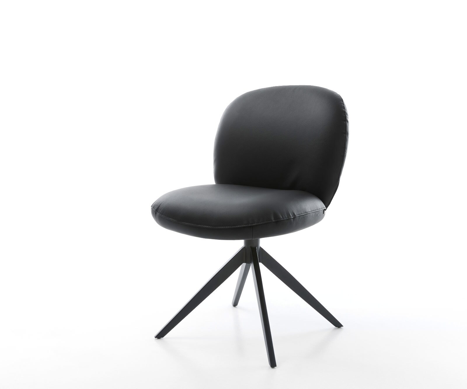 Drehstuhl Nube-Flex Echt-Leder Schwarz Kreuzgestell breit Schwarz 360° dreh günstig online kaufen