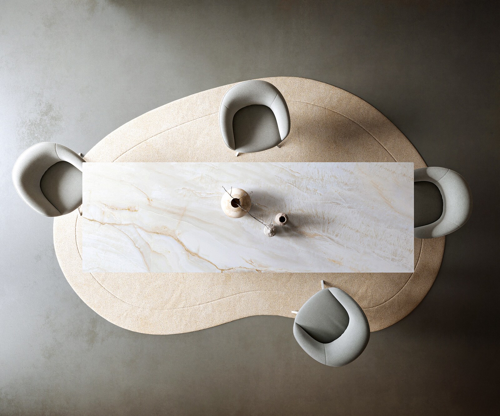 Esstisch Edge 300x100 cm Keramik Onyx Pearl Metall Schräg Weiß 6