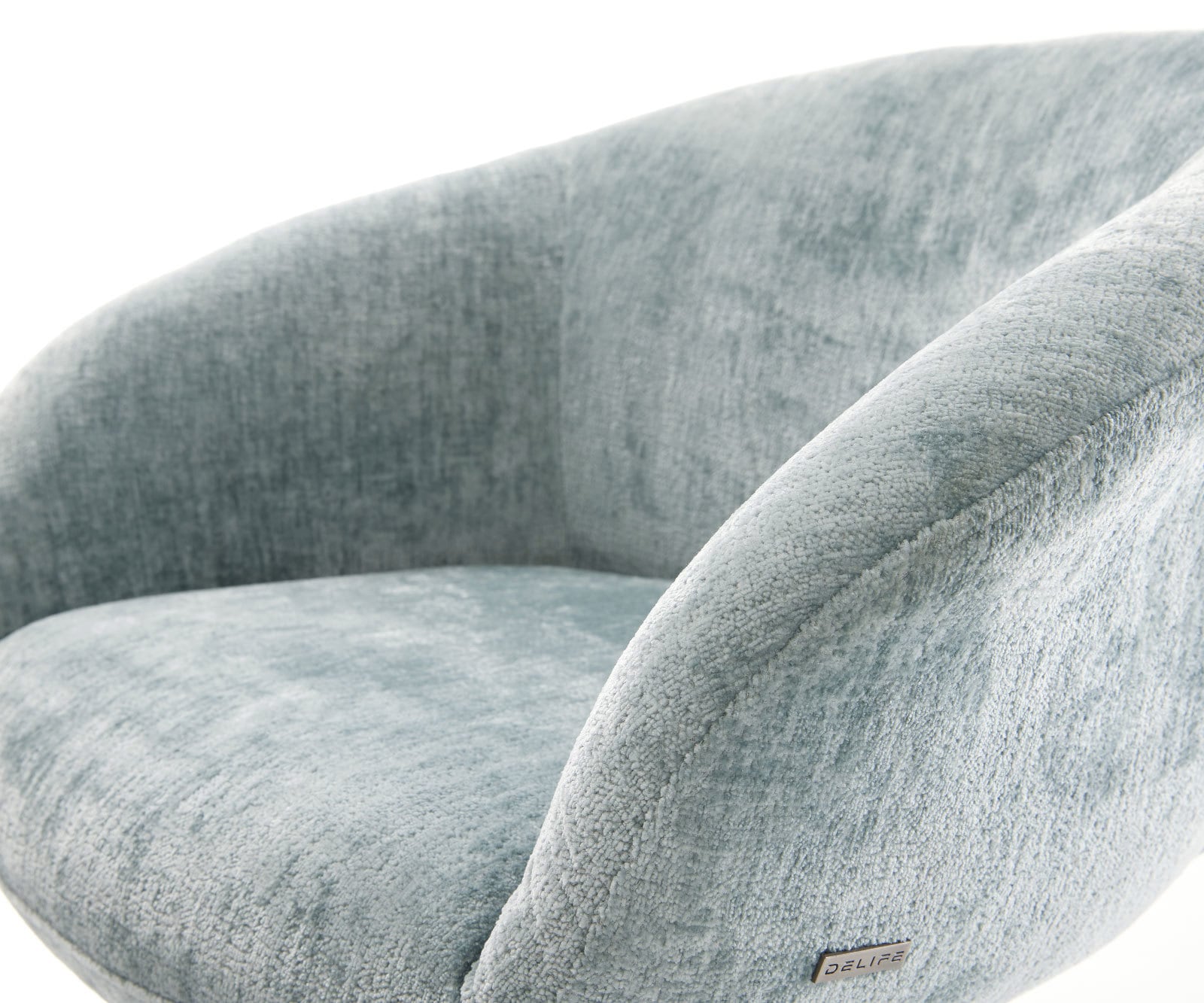 Drehstuhl Vinka-Flex mit Armlehnen Chenille Pastellblau Kreuzgestell breit Effektfinish Titan 360° drehbar Wippfunktion Taschenfederkern 3