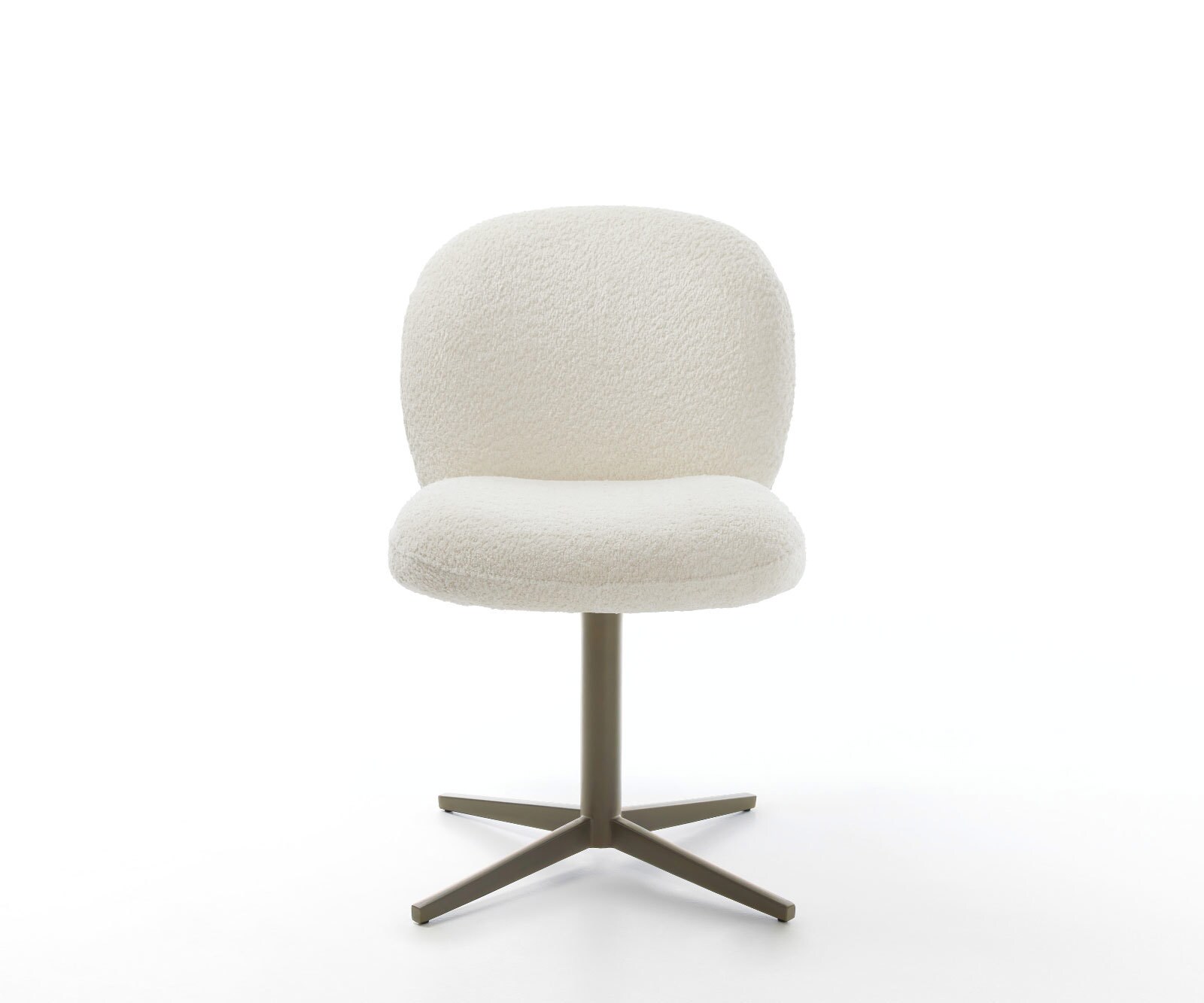 Drehstuhl Nube-Flex Bouclé Weiß Fußkreuz Effektfinish Titan 360° drehbar Taschenfederkern 1