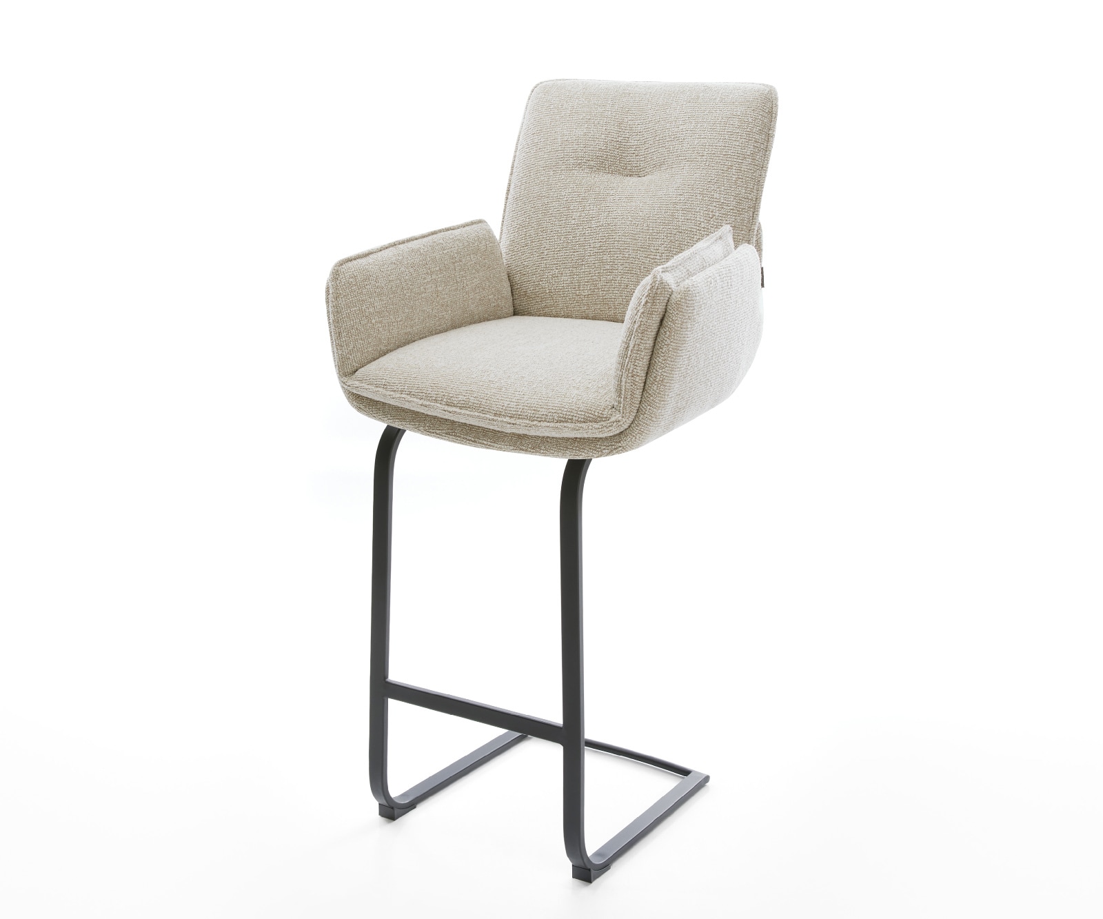 Barstuhl Nela-Flex Webstoff Soft Beige Freischwinger Flach Metall Schwarz