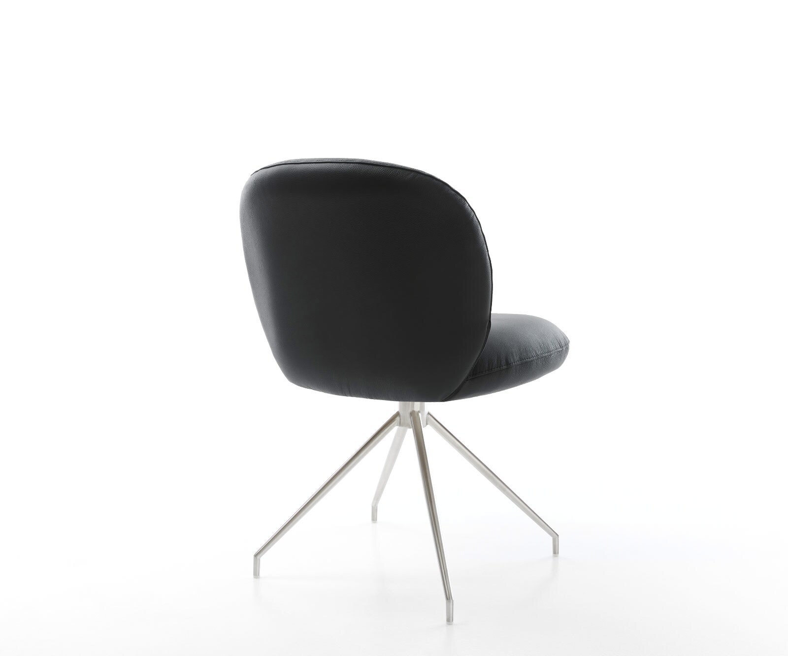 Drehstuhl Nube-Flex Echt-Leder Schwarz Kreuzgestell konisch Edelstahl 180° drehbar Taschenfederkern 5