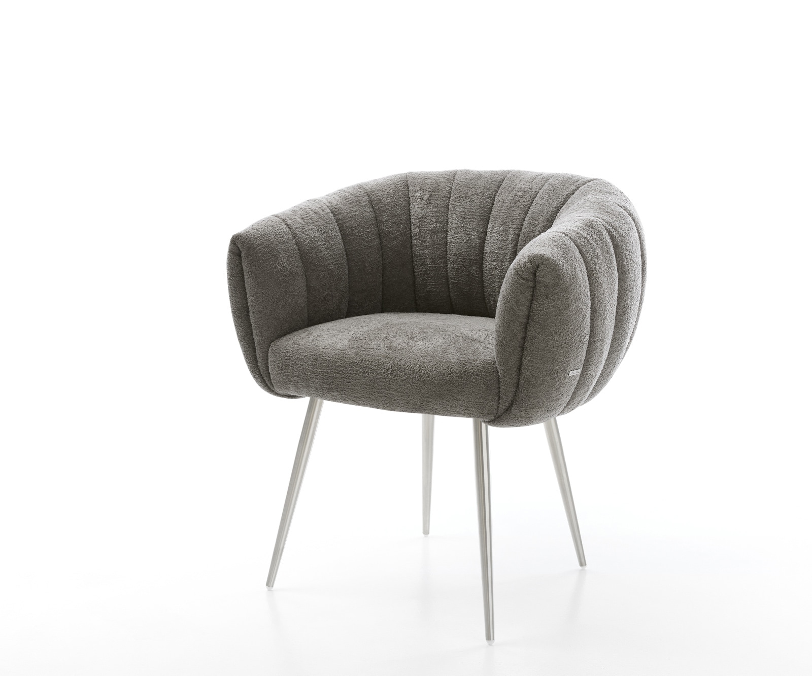 Esszimmerstuhl Jada-Flex Bouclé Soft Schlamm 4-Fuß konisch Edelstahl Taschenfederkern