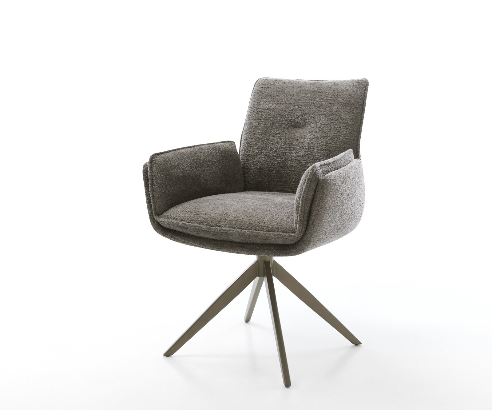 Drehstuhl Nela-Flex Bouclé Soft Schlamm Kreuzgestell breit Effektfinish Titan 360° drehbar Wippfunktion