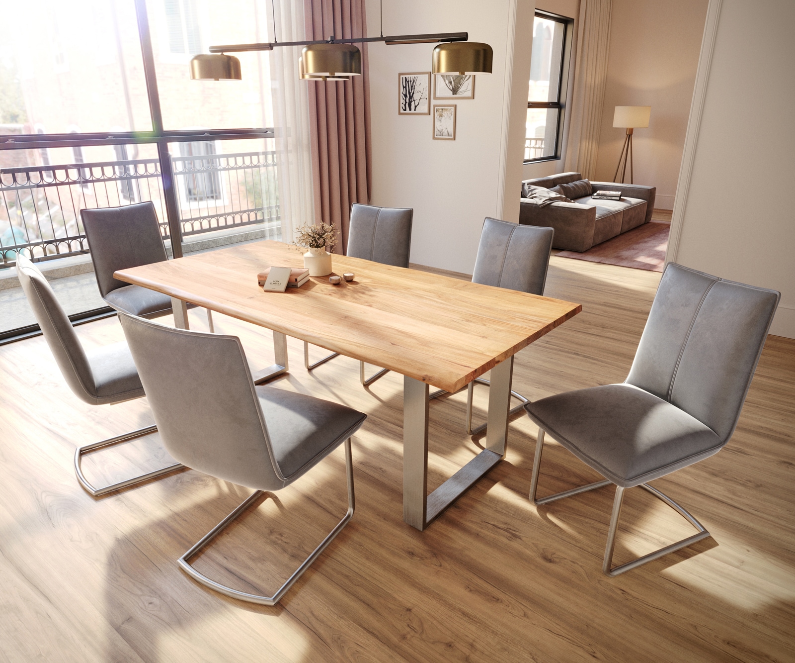 Freischwinger Lelio-Flex Samt Grau Freischwinger rund Edelstahl Taschenfederkern 3 Freischwinger Lelio-Flex Samt Grau Freischwinger rund Edelstahl Taschenfederkern 3