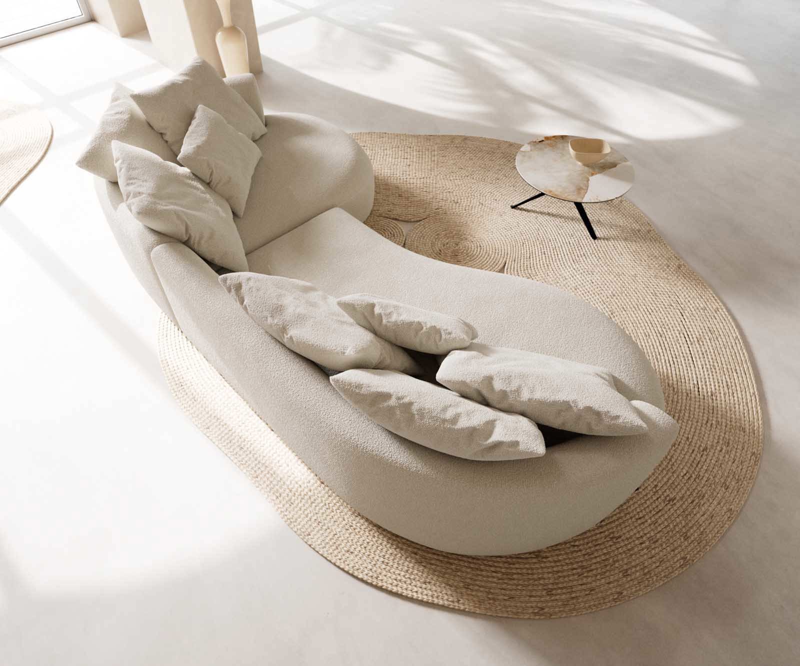 Sofa Edina 330x170 cm Bouclé Creme-Weiß 3 Sofa Edina 330x170 cm Bouclé Creme-Weiß 3