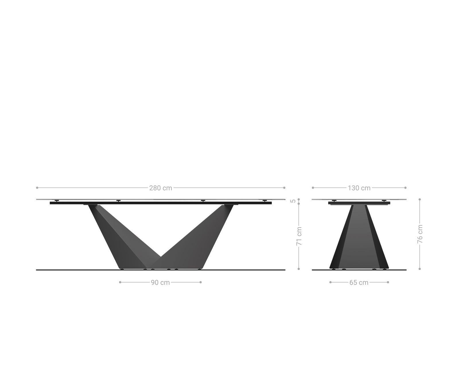 Esstisch Edge Oval 280x130 Keramik Minas Melange Weiß-Beige Prisma Metallic Gold 8