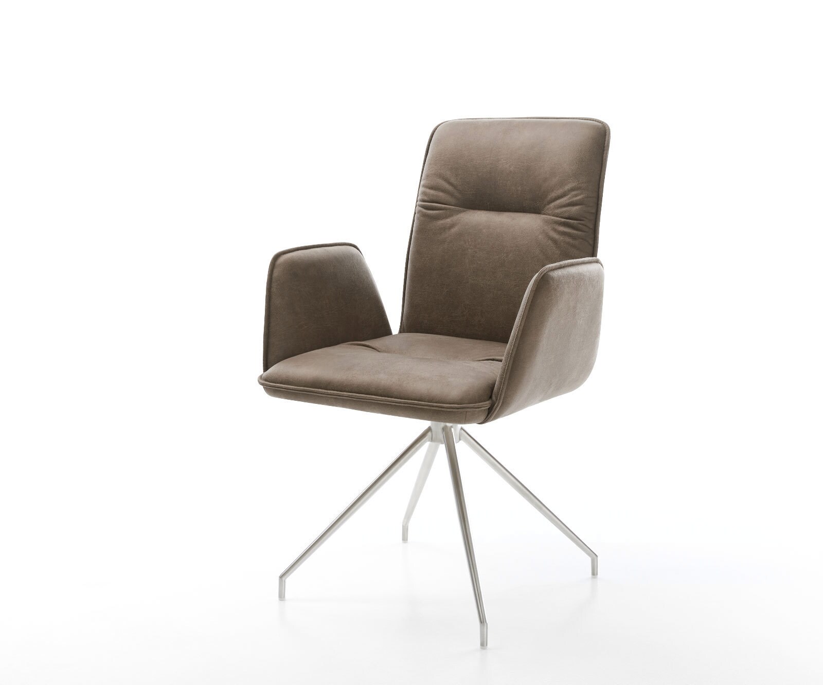 Esszimmerstuhl Vinja-Flex Mikrofaser Taupe Vintage Kreuzgestell konisch Ede günstig online kaufen