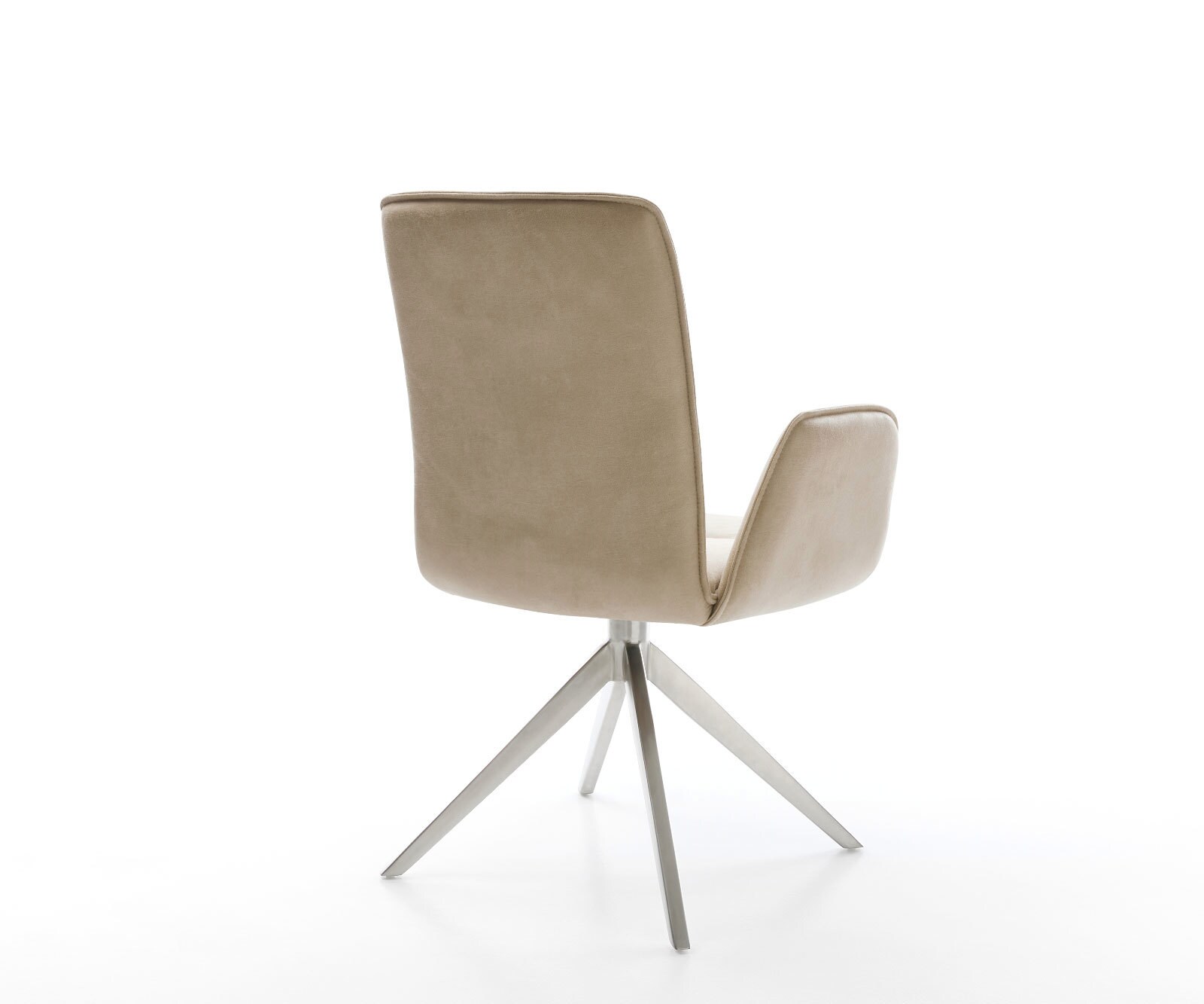 Drehstuhl Vinja-Flex Mikrofaser Beige Vintage Kreuzgestell breit Edelstahl 360° drehbar Wippfunktion 4