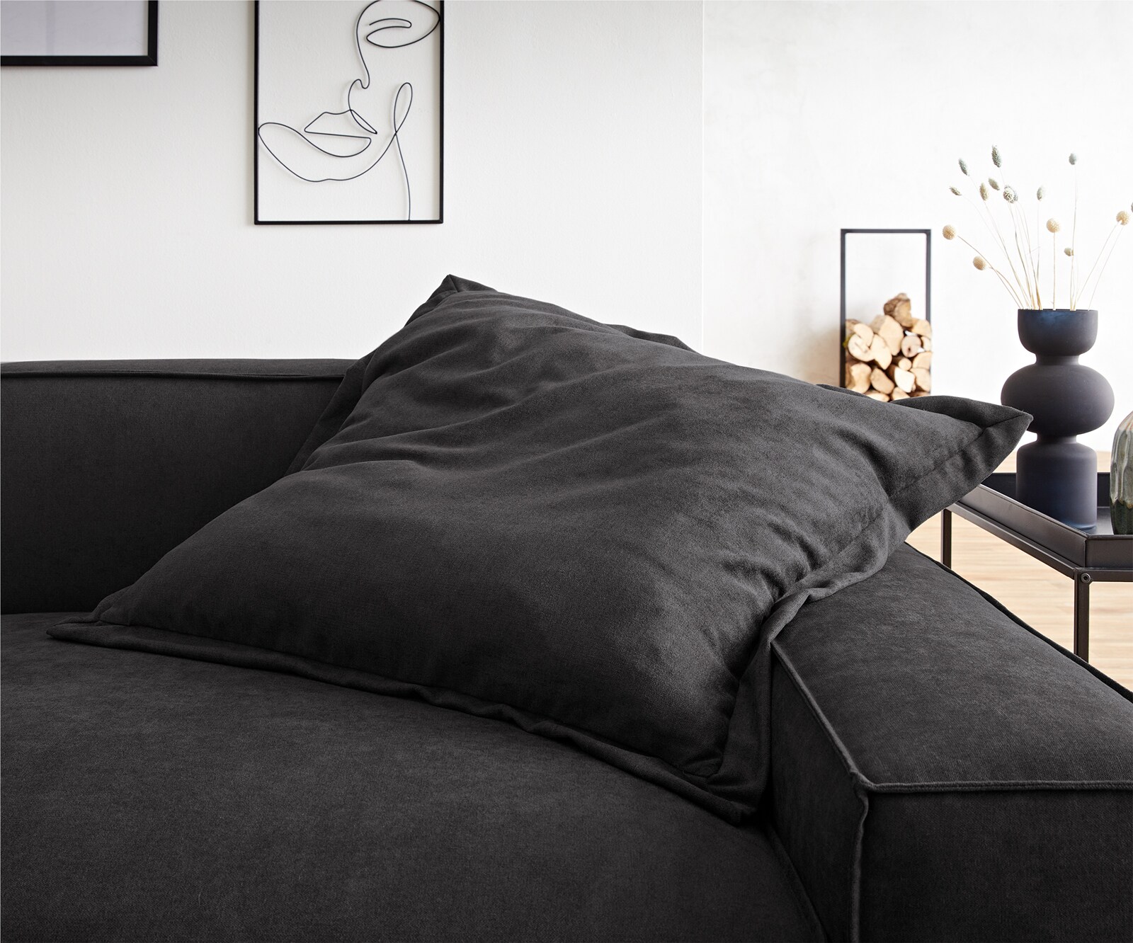 Wurfkissen Sirpio XL 85x85 Mikrofaser Schwarz 1