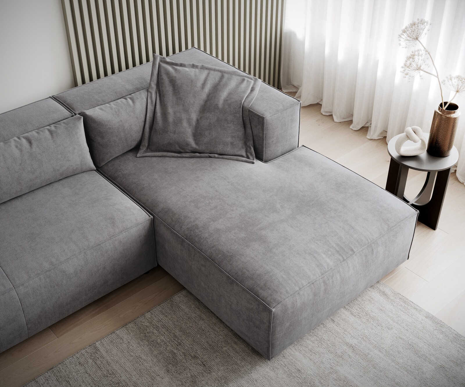 Eckcouch Brom 260x175 cm Mikrofaser Grau Recamiere rechts 5