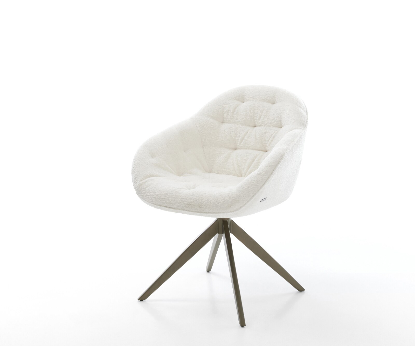 Drehstuhl Gaio-Flex Bouclé Soft Beige Kreuzgestell breit Effektfinish Titan 360° drehbar Wippfunktion