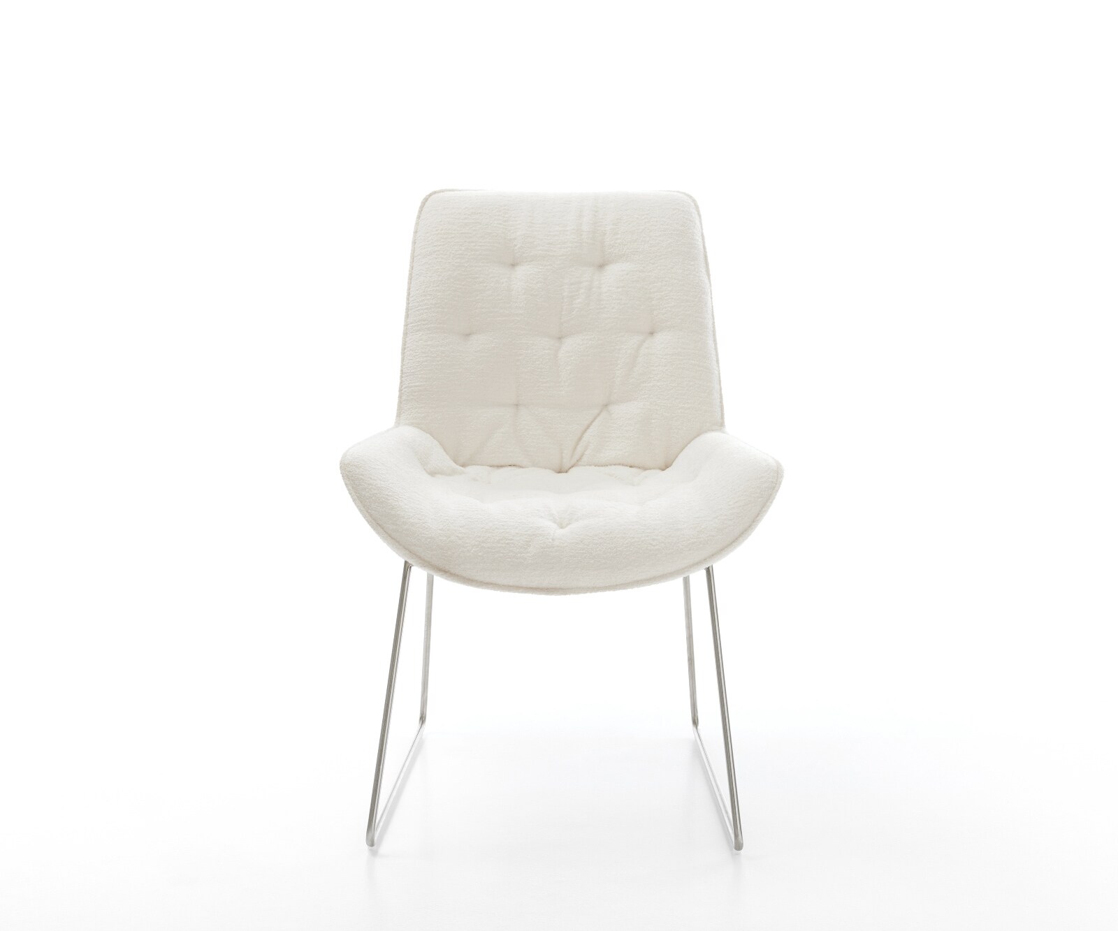Esszimmerstuhl Taimi-Flex Bouclé Soft Beige Kufengestell Edelstahl 1