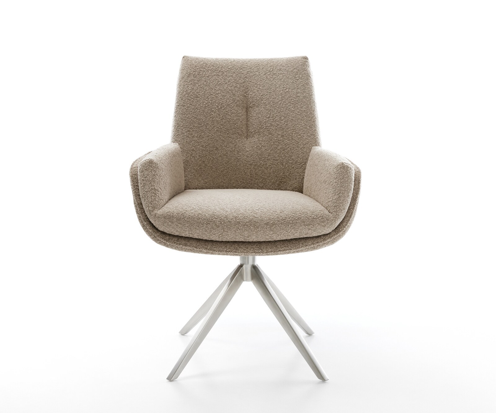 Drehstuhl Clea-Flex Bouclé Schlamm Kreuzgestell breit Edelstahl 360° drehbar Wippfunktion 1