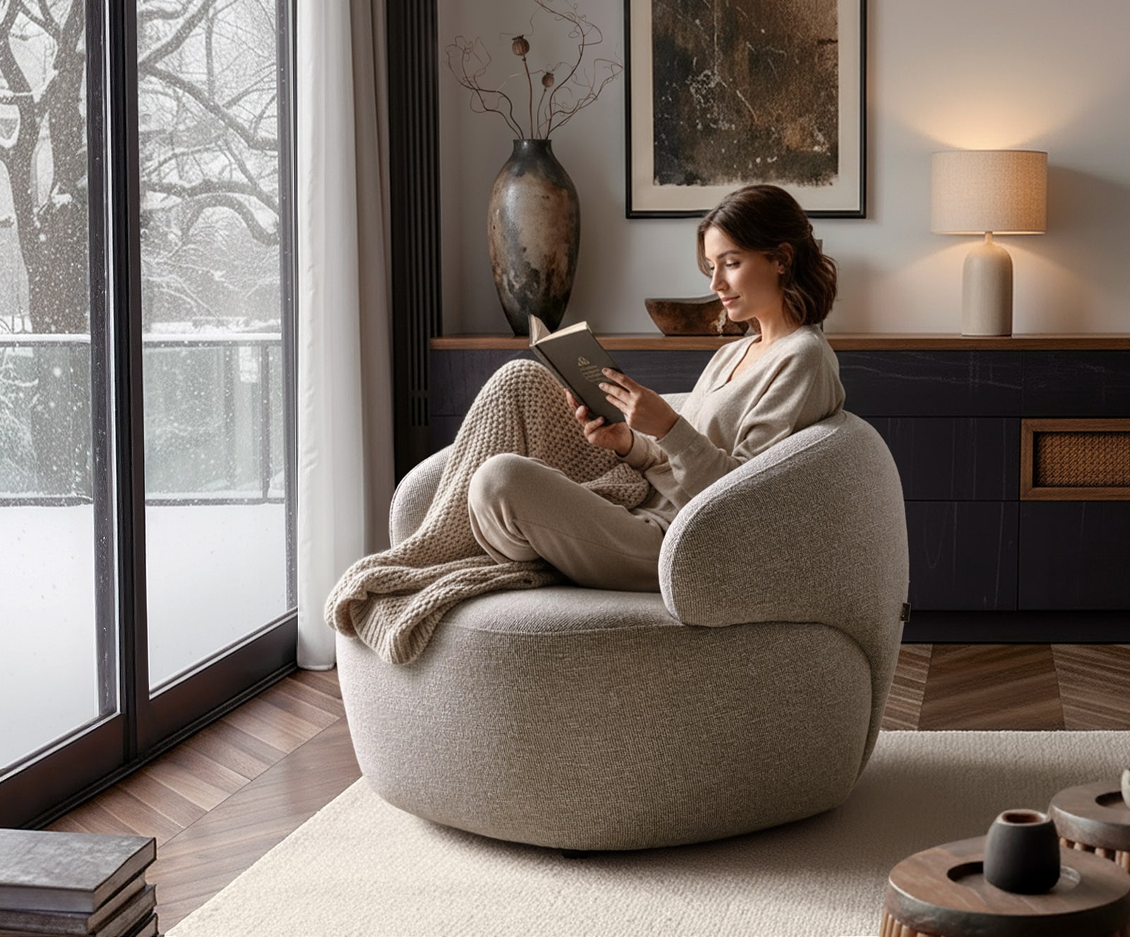 Loungesessel Nova 88x88 cm Webstoff Soft Beige 1 Loungesessel Nova 88x88 cm Webstoff Soft Beige 1