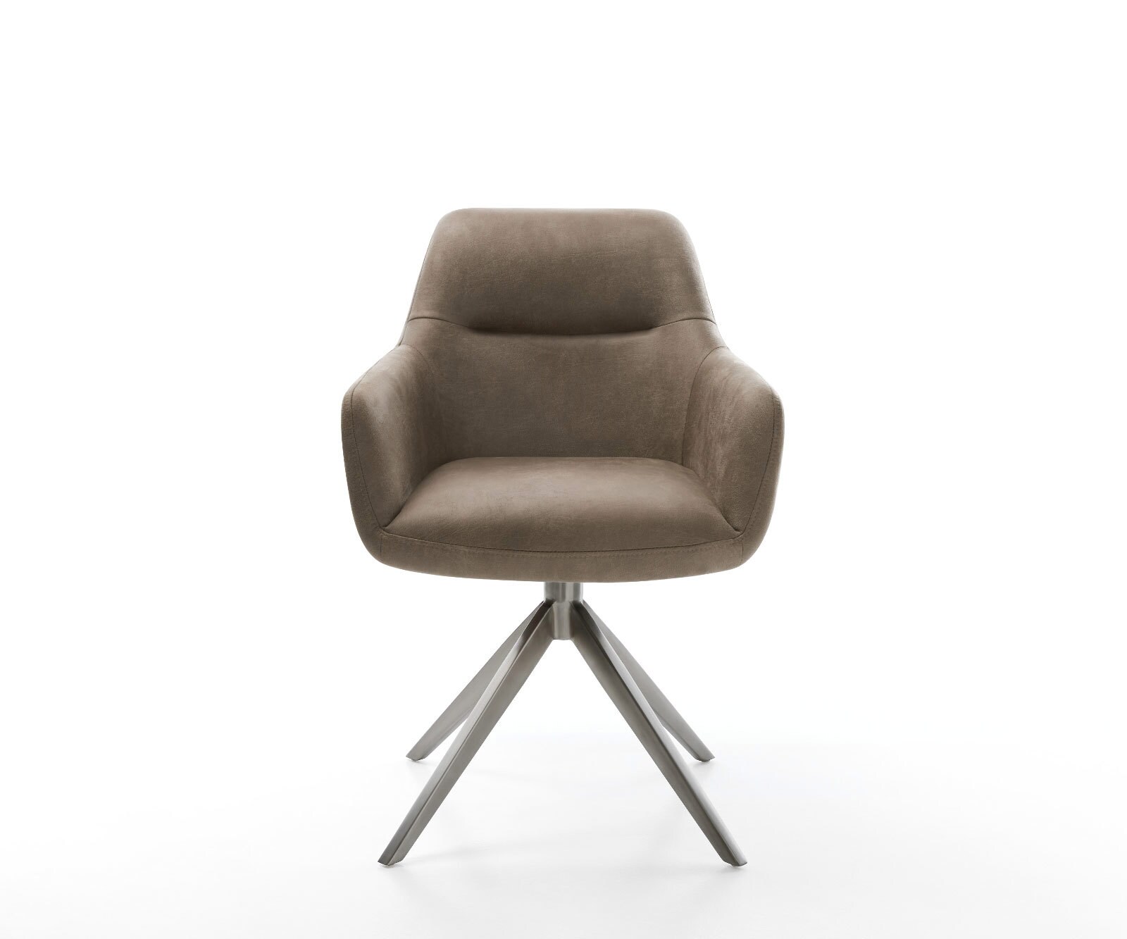 Drehstuhl Pejo-Flex Mikrofaser Taupe Vintage Kreuzgestell breit Graphit 360° drehbar Wippfunktion Taschenfederkern 1