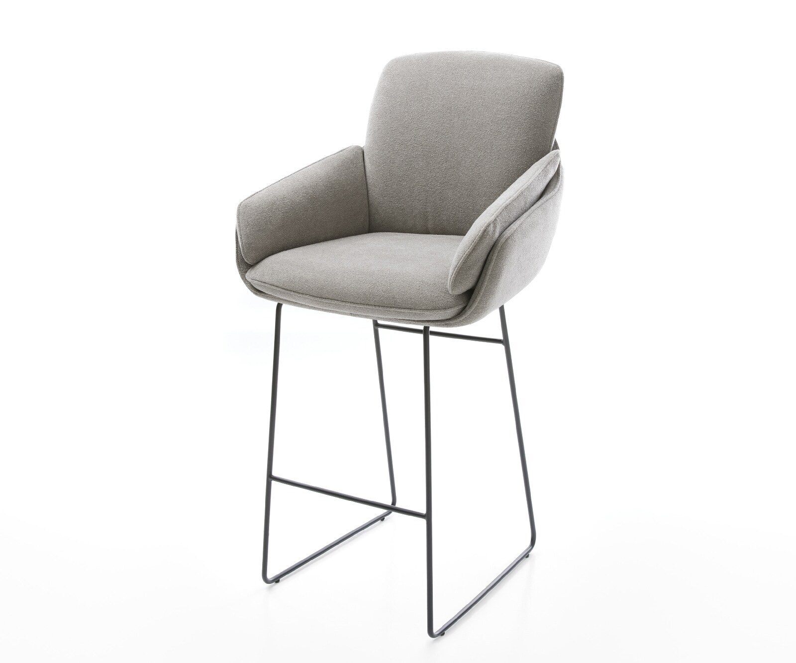 Chaise-de-bar Luan-Flex Tissu structuré doux Gris Pied trapèze noir Noir