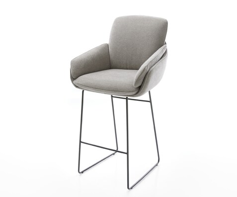 Barstuhl Luan-Flex Strukturstoff Soft Grau Kufengestell Metall Schwarz