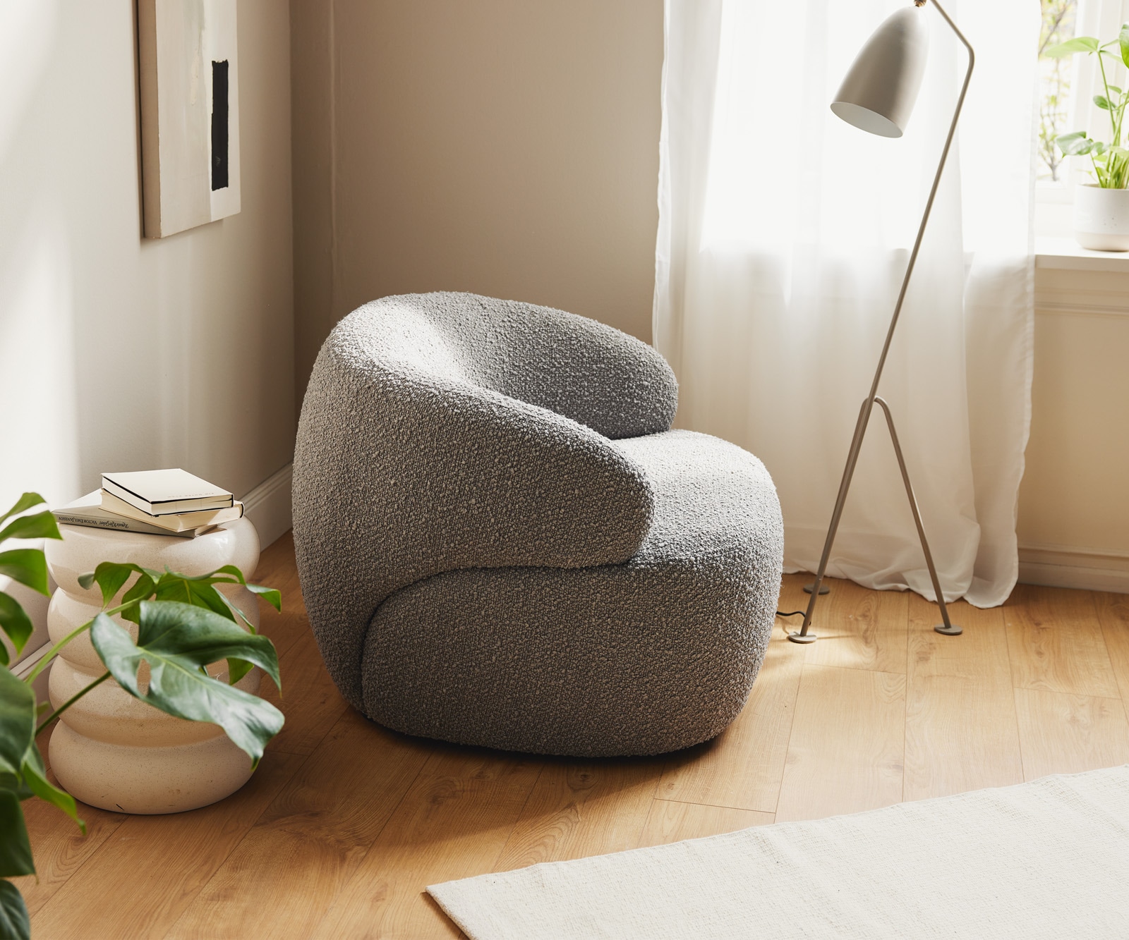 Loungesessel Nova 88x88 cm Bouclé Silbergrau 4 Loungesessel Nova 88x88 cm Bouclé Silbergrau 4