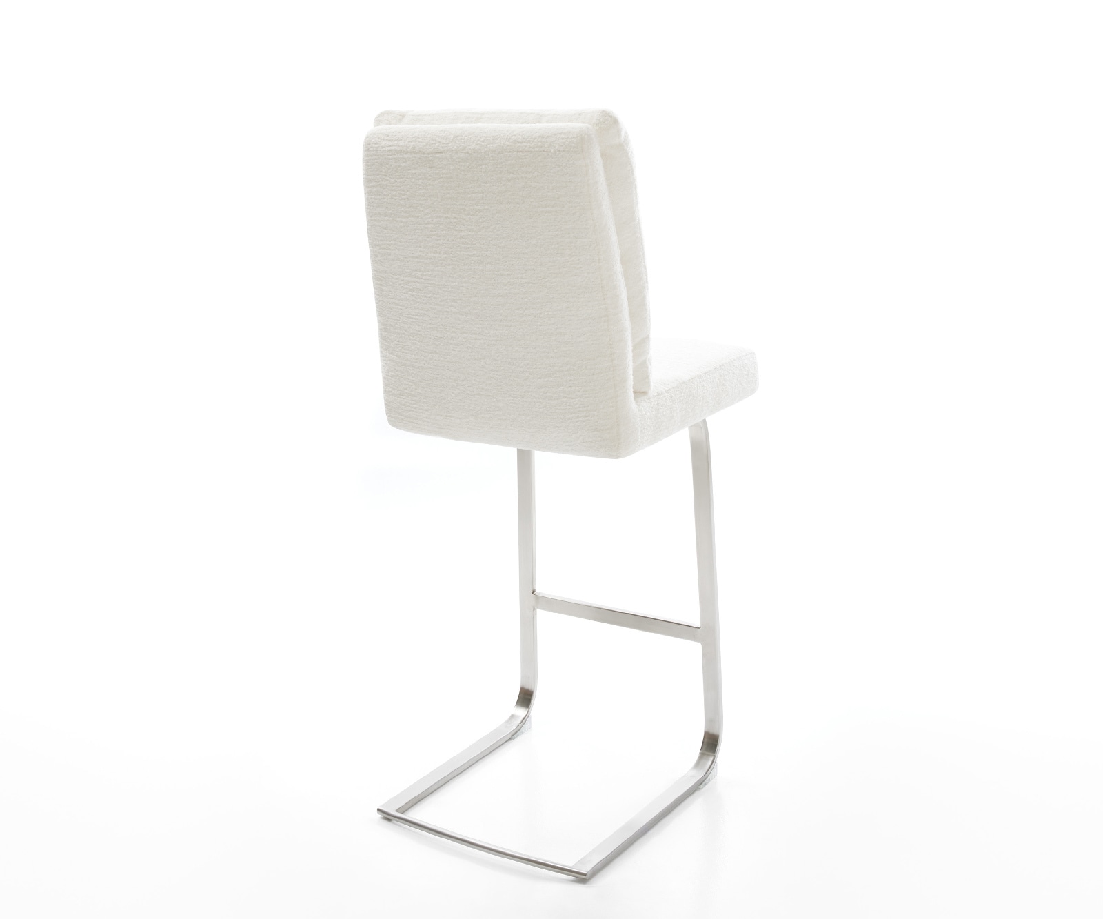 Barstuhl Pela-Flex Bouclé Soft Beige Freischwinger Flach Edelstahl Silberfarben 4