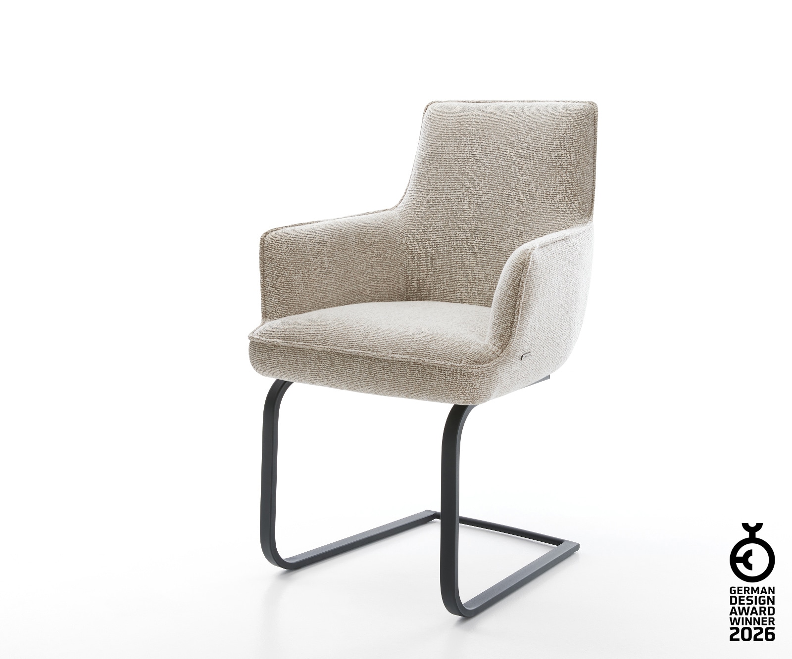 Freischwinger Heira-Flex mit Armlehnen Webstoff Soft Beige Freischwinger fl günstig online kaufen