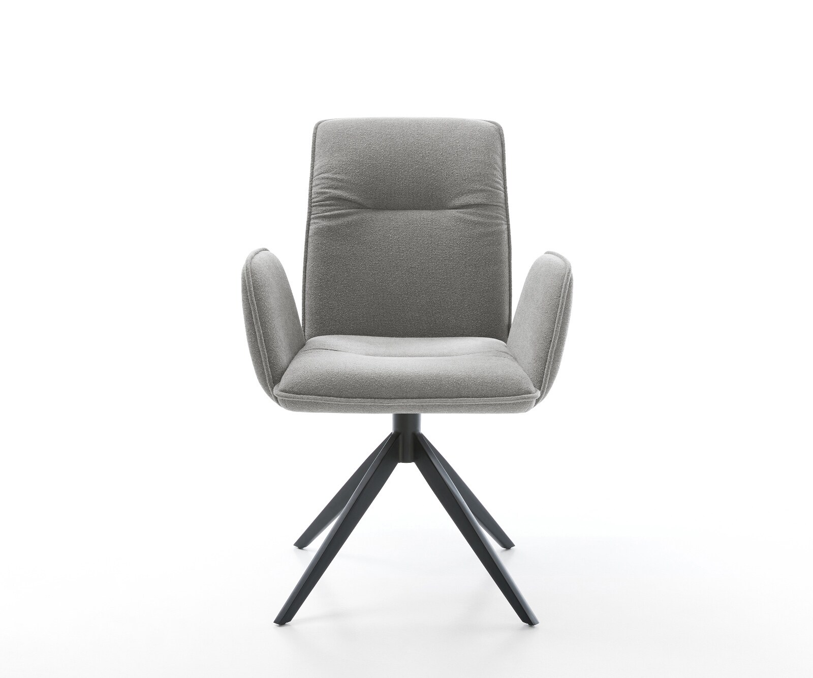 Drehstuhl Vinja-Flex Strukturstoff Soft Grau Kreuzgestell breit Schwarz 360° drehbar Wippfunktion 1