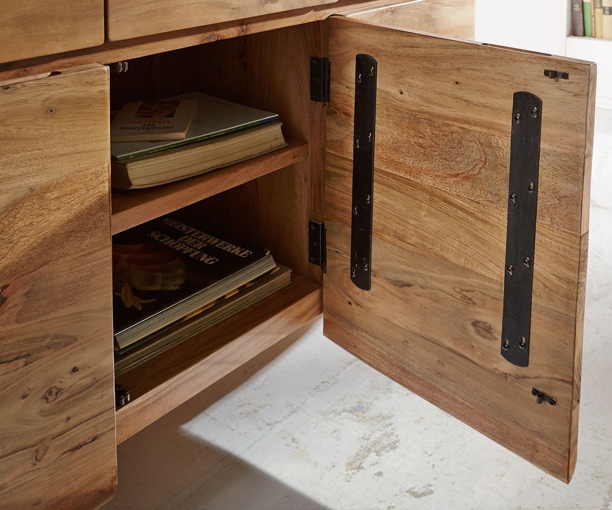 Sideboard Live-Edge 147 cm Akazie Natur 3 Türen 3 Schübe 5 Sideboard Live-Edge 147 cm Akazie Natur 3 Türen 3 Schübe 5