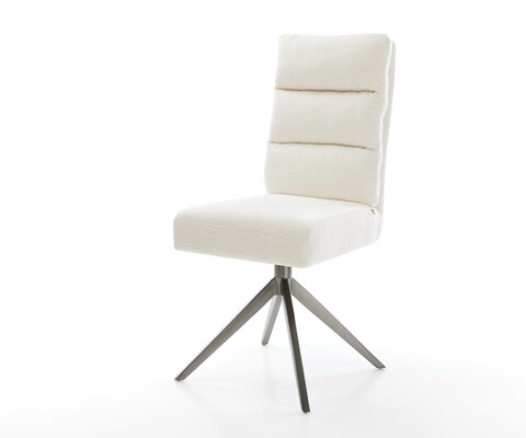 Drehstuhl Pela-Flex Bouclé Soft Beige Kreuzgestell breit Graphit 360° drehbar Wippfunktion Taschenfederkern