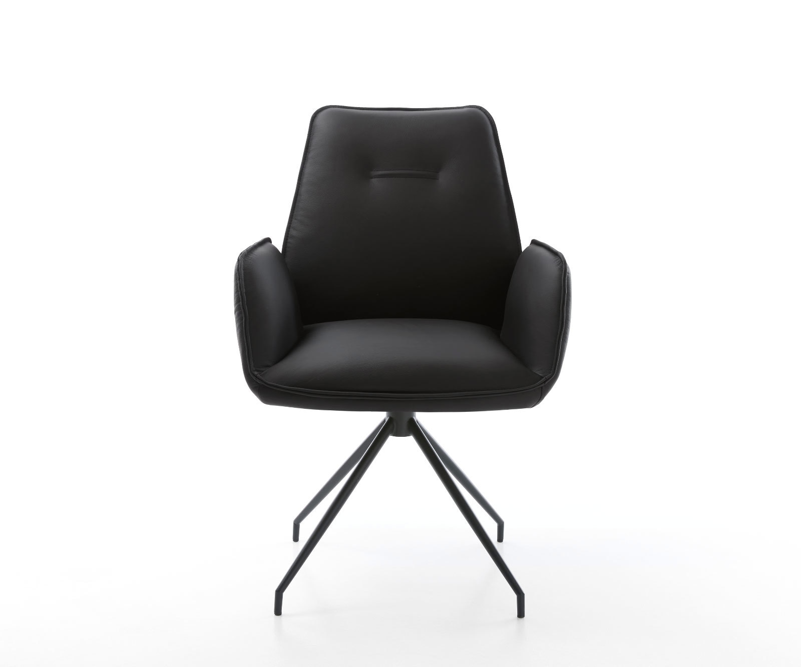 Esszimmerstuhl Zoa-Flex Echt-Leder Schwarz Kreuzgestell konisch Schwarz Taschenfederkern 2