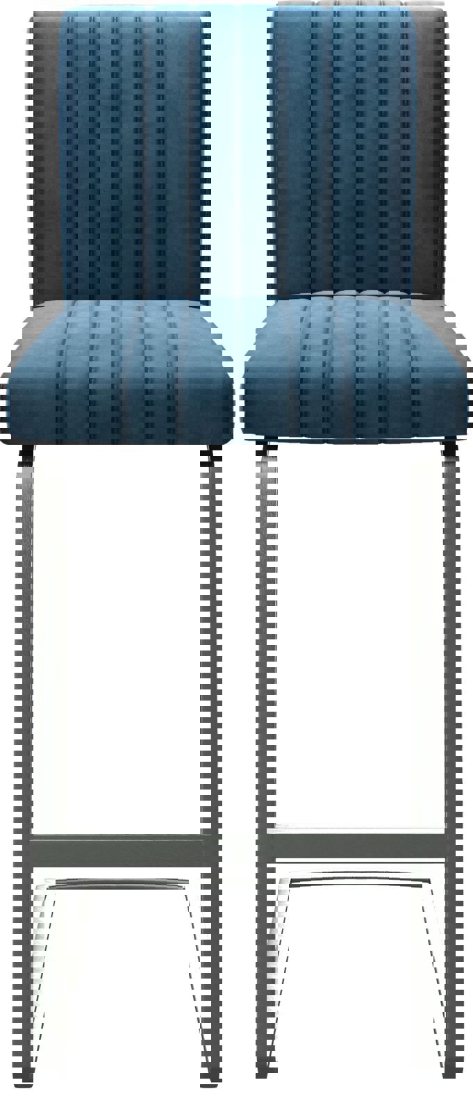 Barstuhl Luiga-Flex Samt Blau Freischwinger flach Edelstahl 3