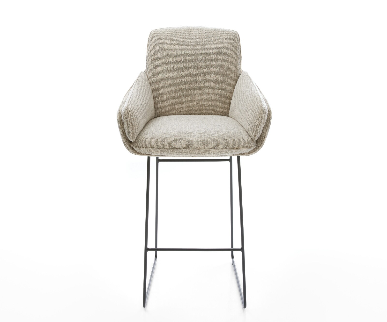 Barstuhl Luan-Flex Webstoff Soft Beige Kufengestell Metall Schwarz 2