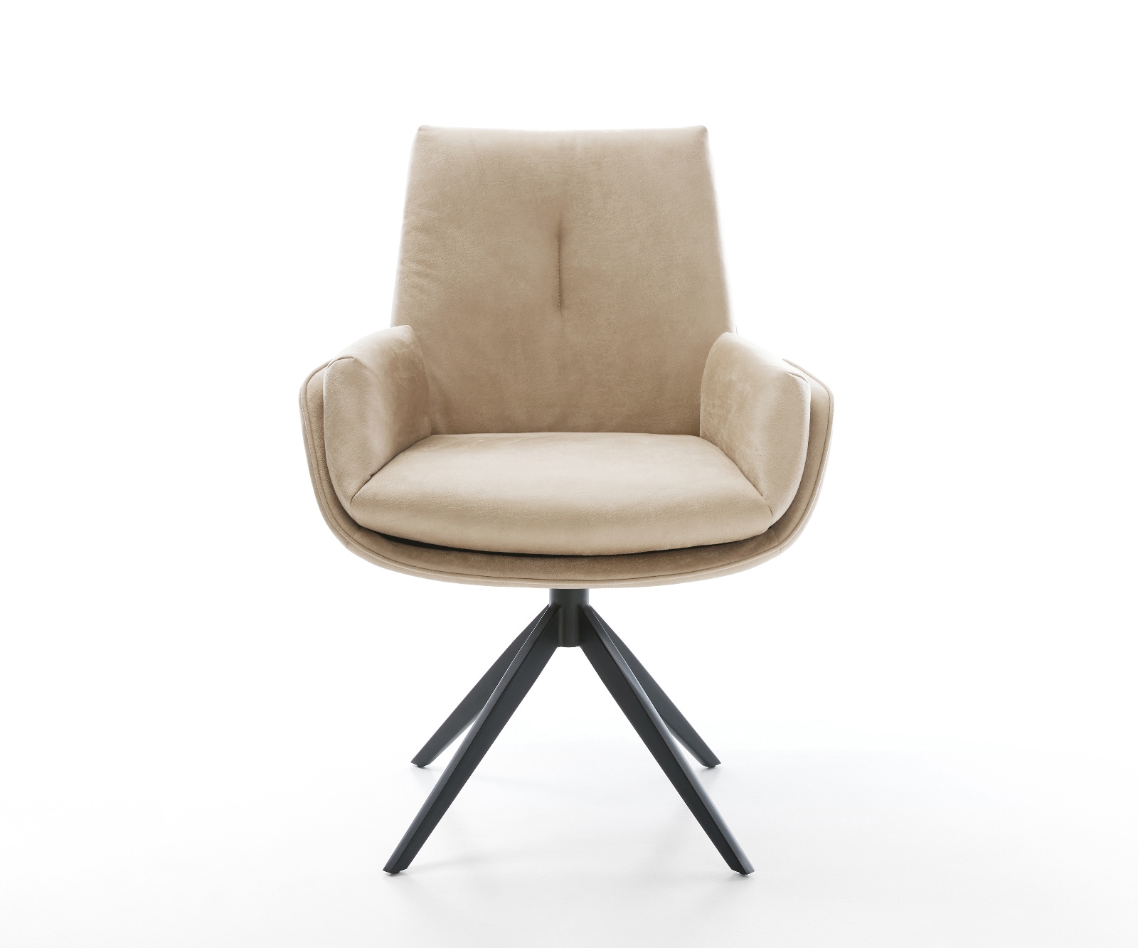 Drehstuhl Clea-Flex Mikrofaser Beige Vintage Kreuzgestell breit Schwarz 360° drehbar Wippfunktion 2