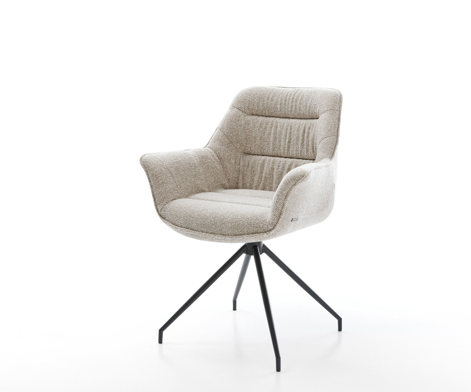 Esszimmerstuhl Kaira-Flex Webstoff Soft Beige Kreuzgestell konisch Schwarz 1