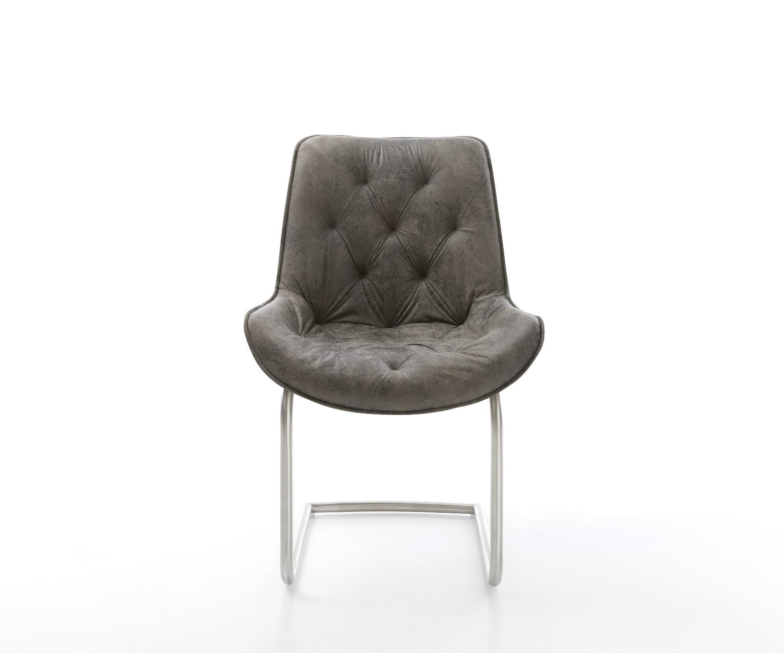 Freischwinger Taimi-Flex Mikrofaser Grau Antik Freischwinger rund Edelstahl 2