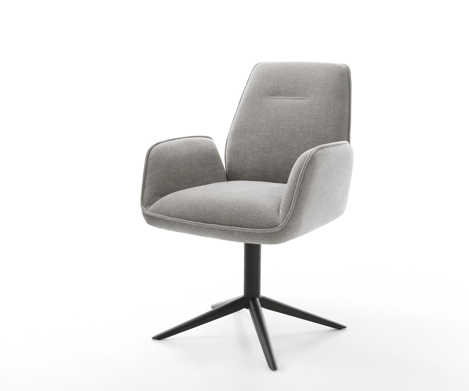 Drehstuhl Zoa-Flex Strukturstoff Soft Grau Fußkreuz Schwarz 360° drehbar Wippfunktion Taschenfederkern 1